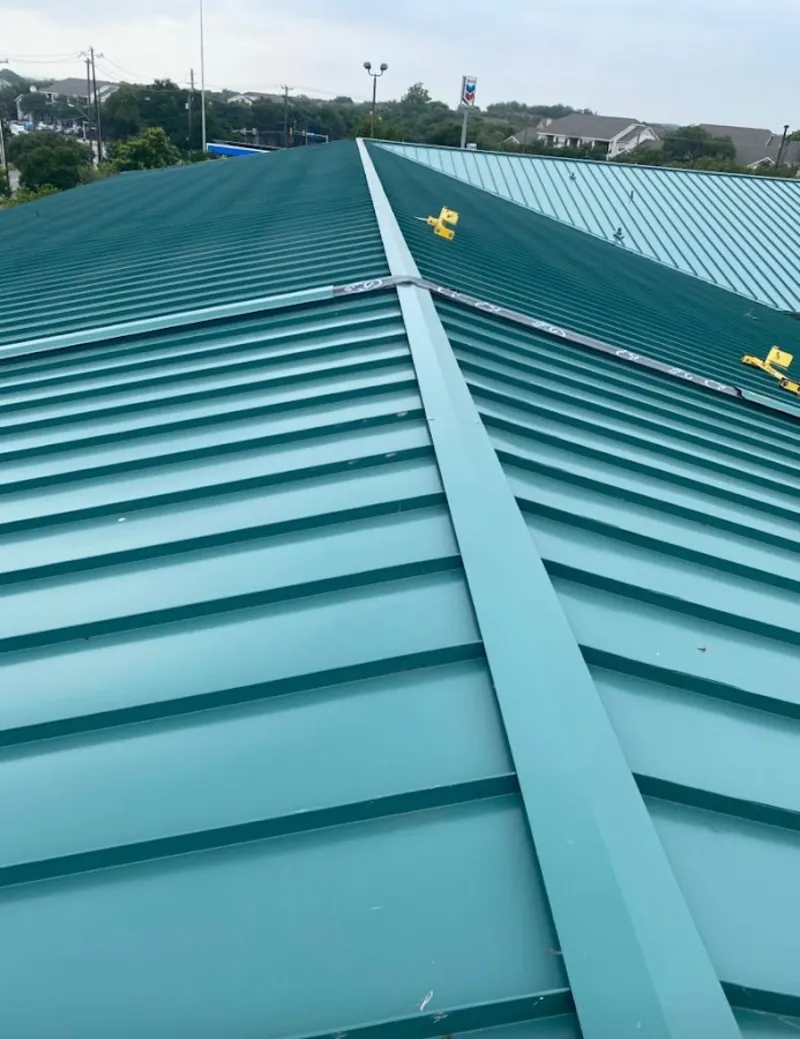 Green commercial metal roof ridge and valley for Metal Roof Repair in West Hazleton